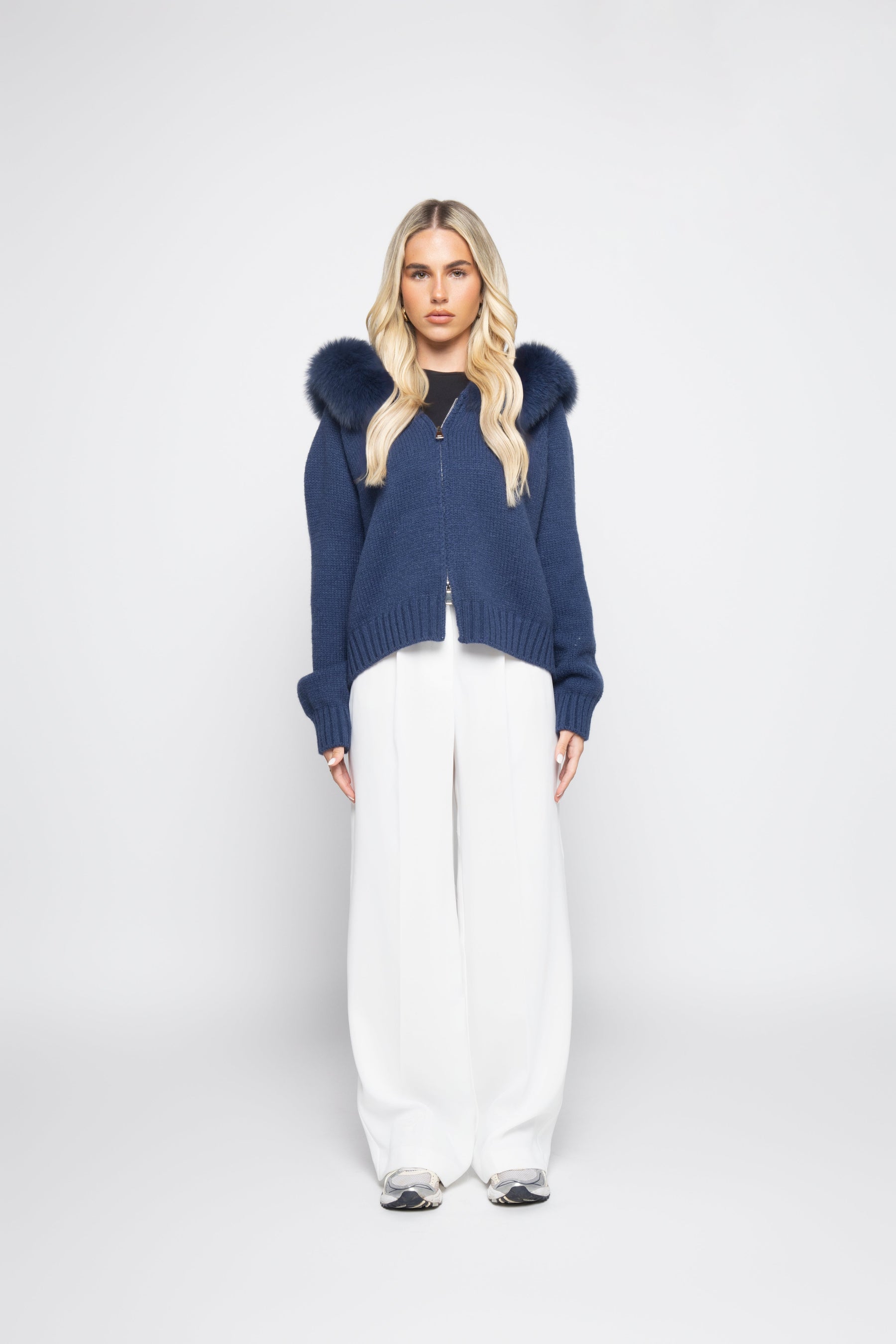 Cardigan Aveludado - Azul